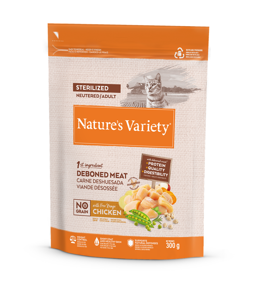 Nature's Variety Cat No Grain Sterilized Chicken Fr Ração Seca para Gato 300 g