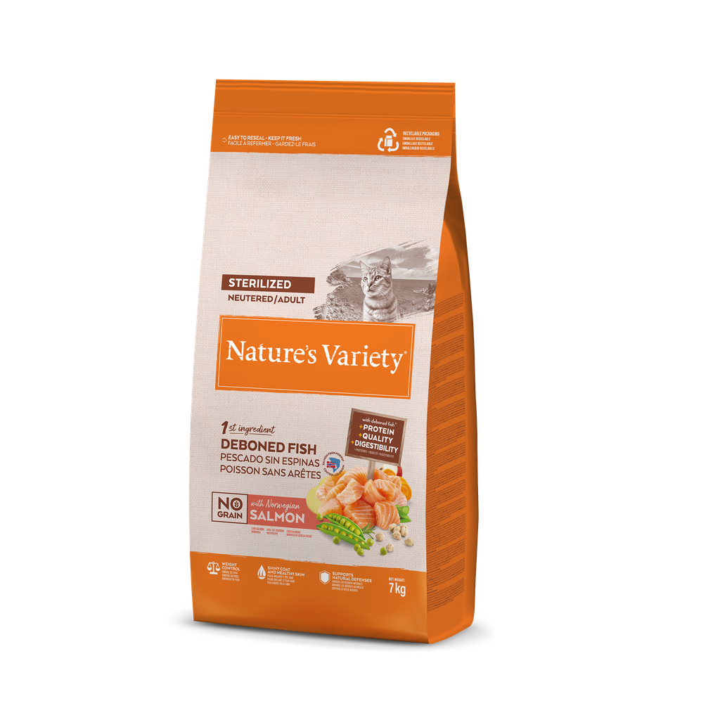 Nature's Variety Cat No Grain Sterilized Salmon Nor Ração Seca para Gato 7 kg