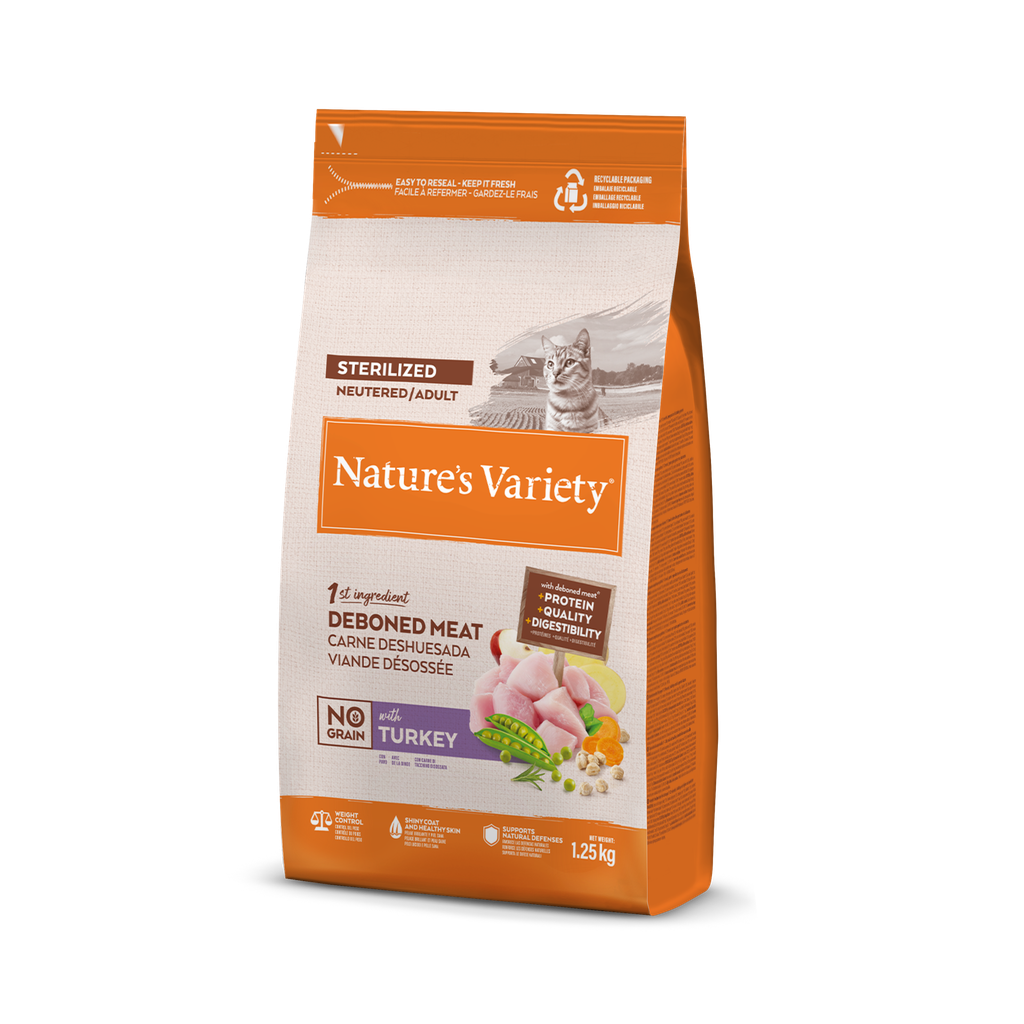 Nature's Variety Cat No Grain Sterilized Turkey Ração Seca para Gato 1,25 kg