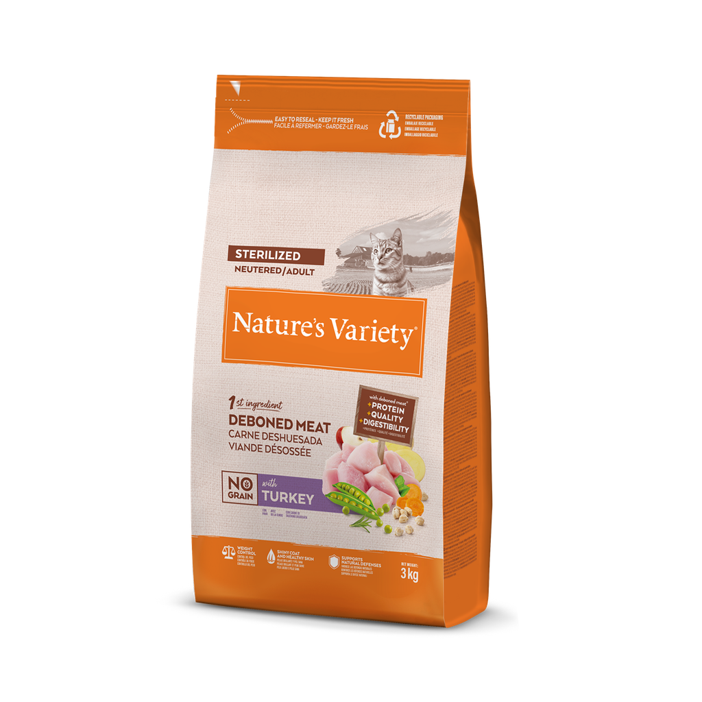 Nature's Variety Cat No Grain Sterilized Turkey Ração Seca para Gato 3 kg