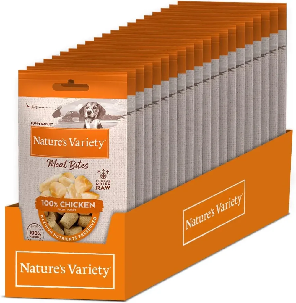 Nature's Variety Dog Fd Meat Bites Chicken Snack para Cão 20 g