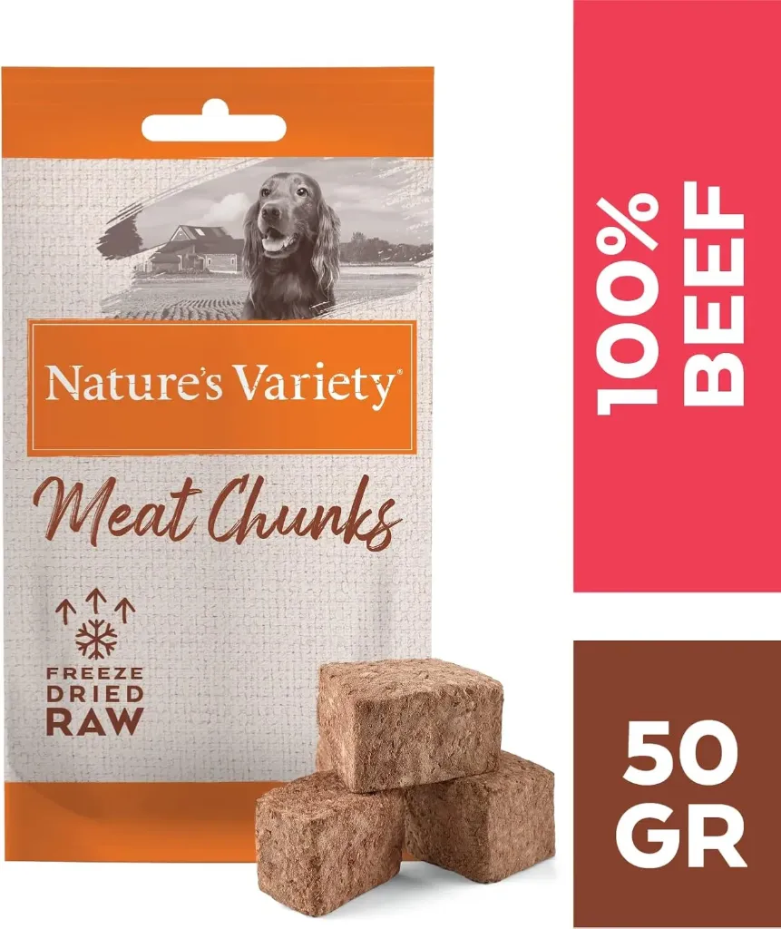 Nature's Variety Dog Fd Meat Chunks Beef Snack para Cão 50 g