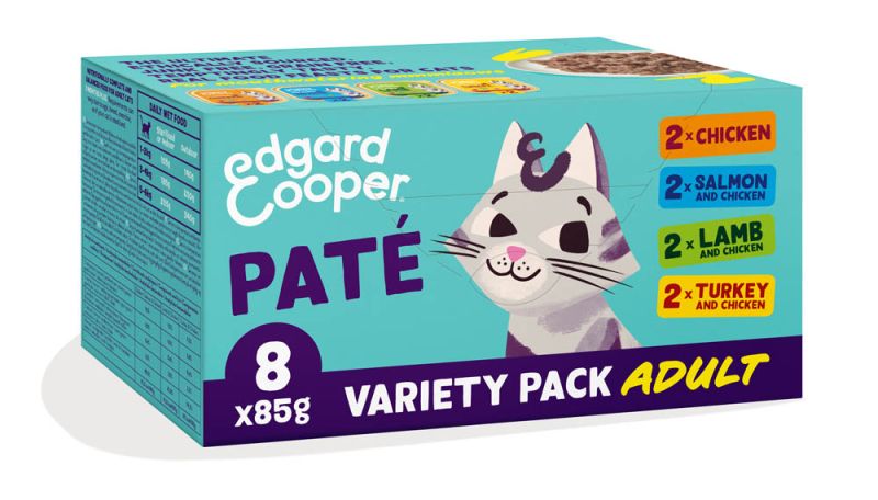 Edgard & Cooper Adult Multipack Paté Frango, Salmão, Peru e Borrego para Gato 8 × 85 g
