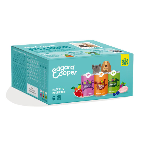 Edgard & Cooper Adult Multipack Latas Frango, Caça e Borrego Alimento Húmido para Cão 400 g