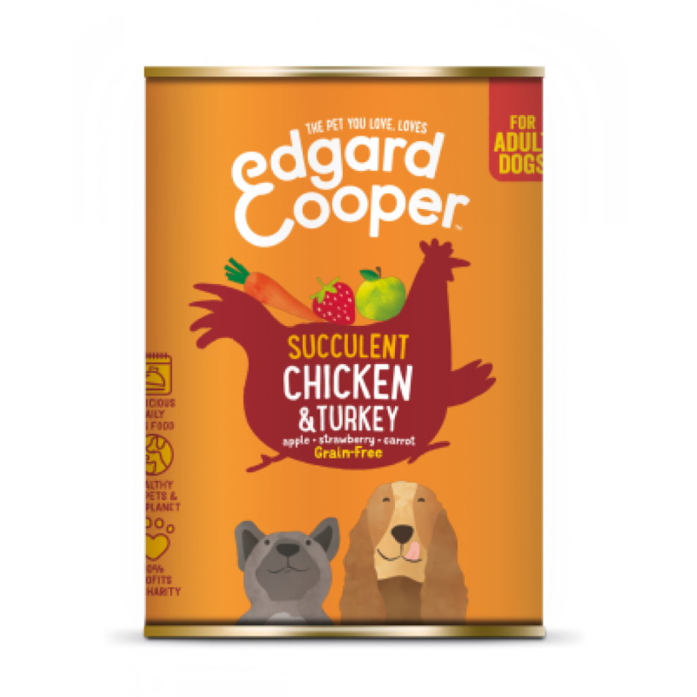 Edgard & Cooper Adult Tin Chicken/Turkey Ração Seca para Cão 400 g