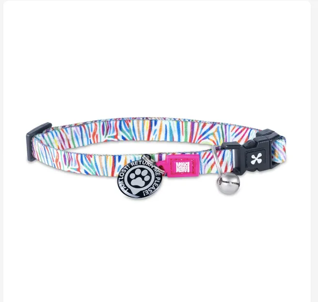 MAX & MOLLY - COLEIRA C/ ID TAG "MAGIC ZEBRA" P/ GATO