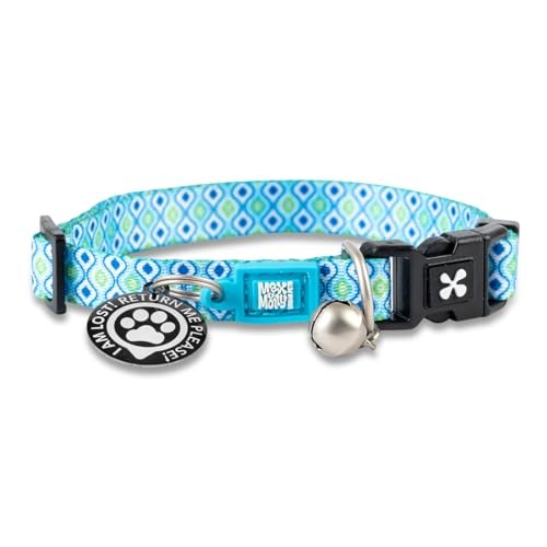Max & Molly — Coleira com Id Tag "Retro Blue" para Gato Acessório de Passeio