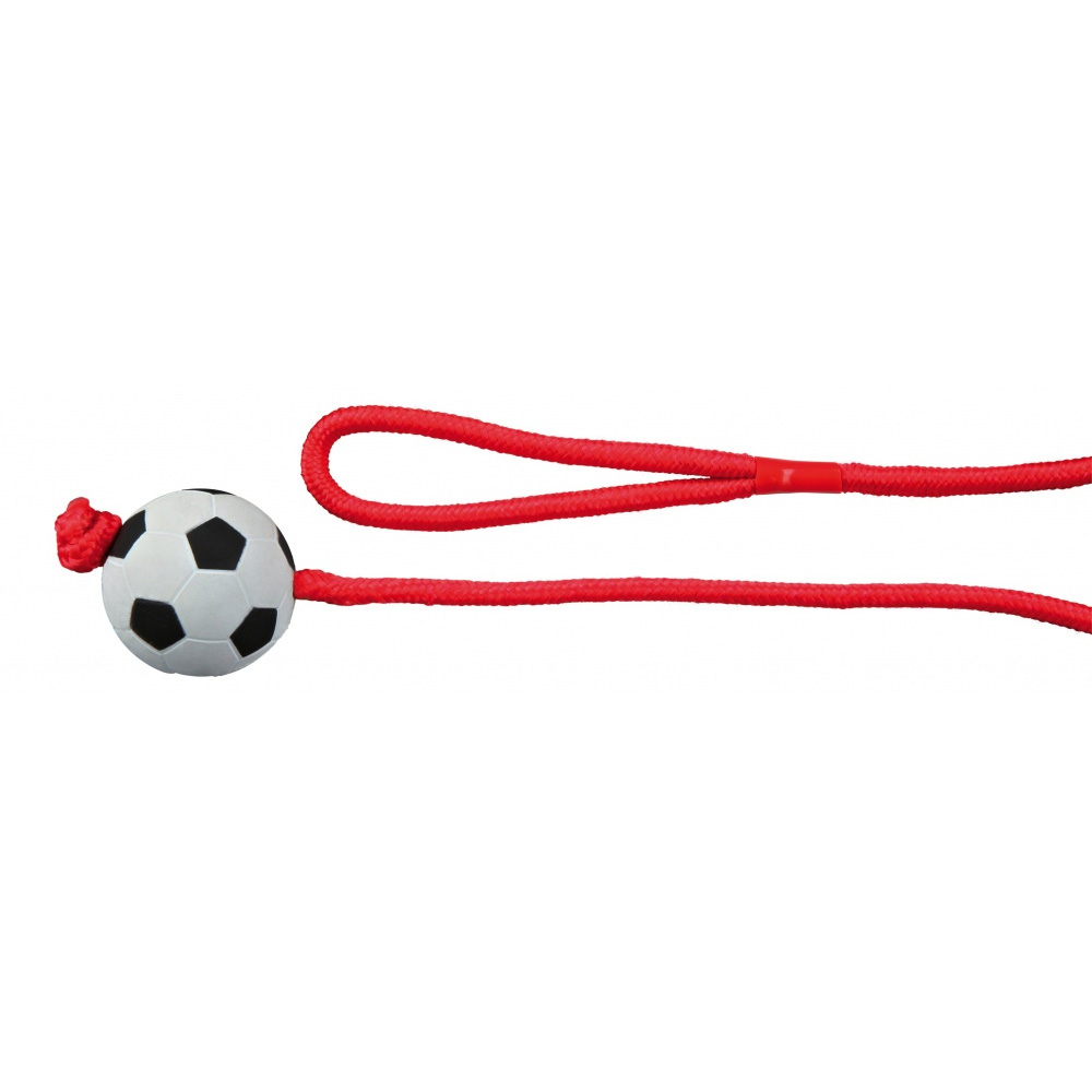 [TX3307] Trixie Bola de Futebol em Borracha Esponjosa com Corda Ø 6 cm
