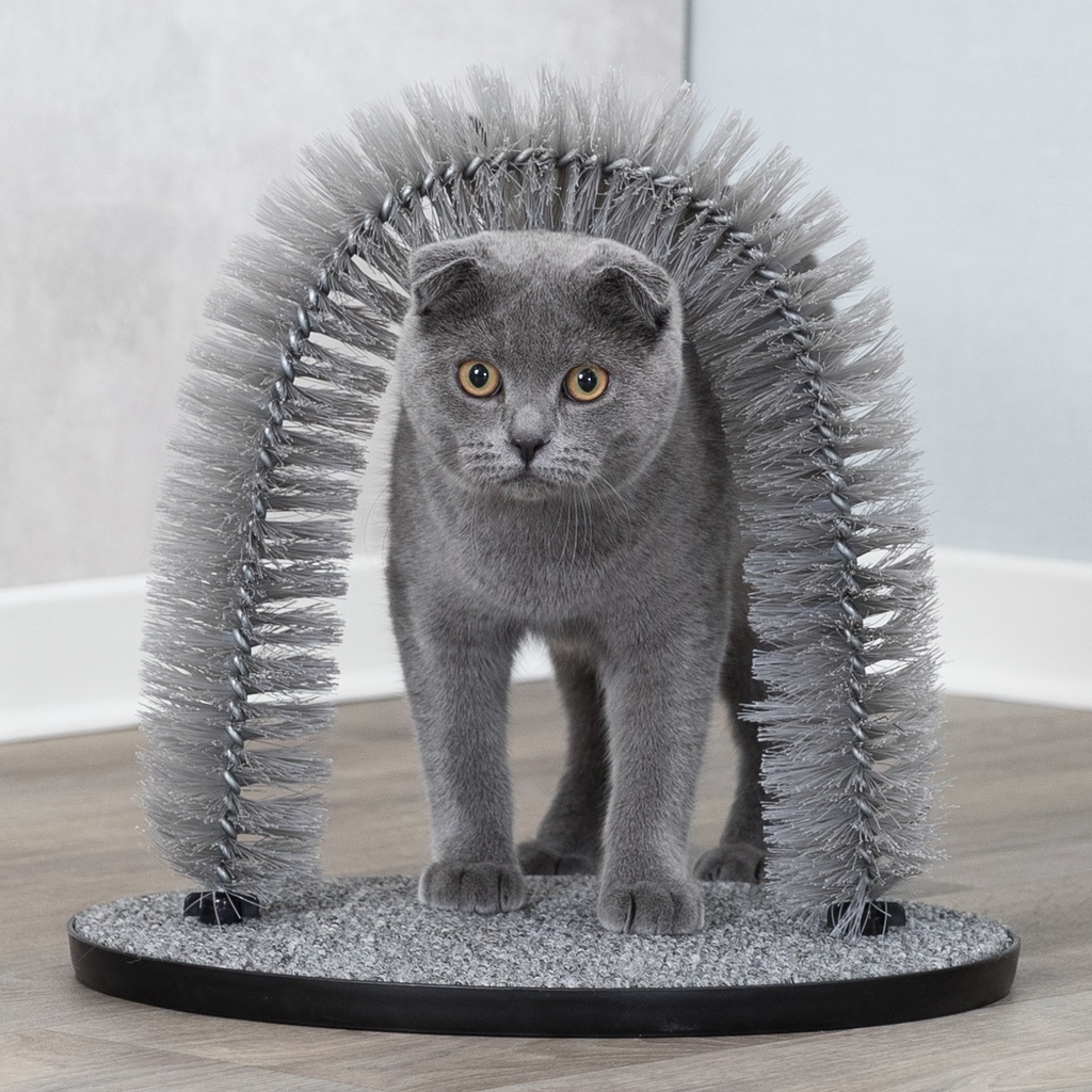Arco de Massagem e Cuidado do Pelo para Gato (Cinzento) 36 × 33 cm