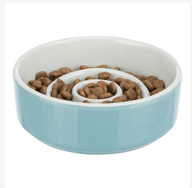 GAMELA "SLOW FEEDING" CERAMICA 0,45LT/ø14CM (CINZA/AZUL)