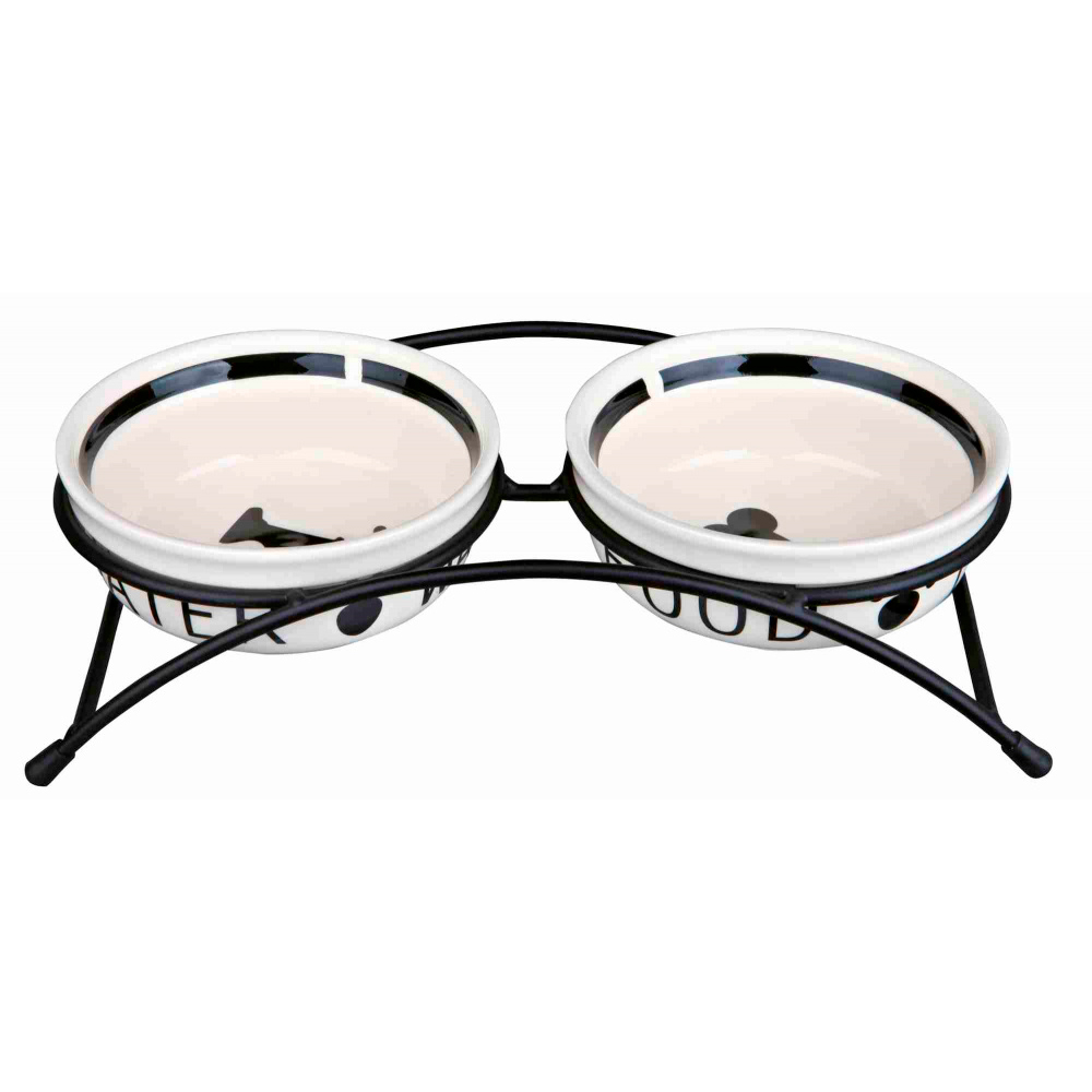 [TX24640] SUPORTE EM METAL C/ 2 GAMELAS EM CERAMICA 0,25 LT