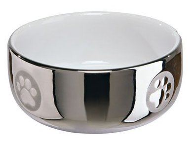 Gamela em Ceramica para Gatos /ø (Prata/Branco) Comedouro ou Bebedouro 0,3 l 11 cm