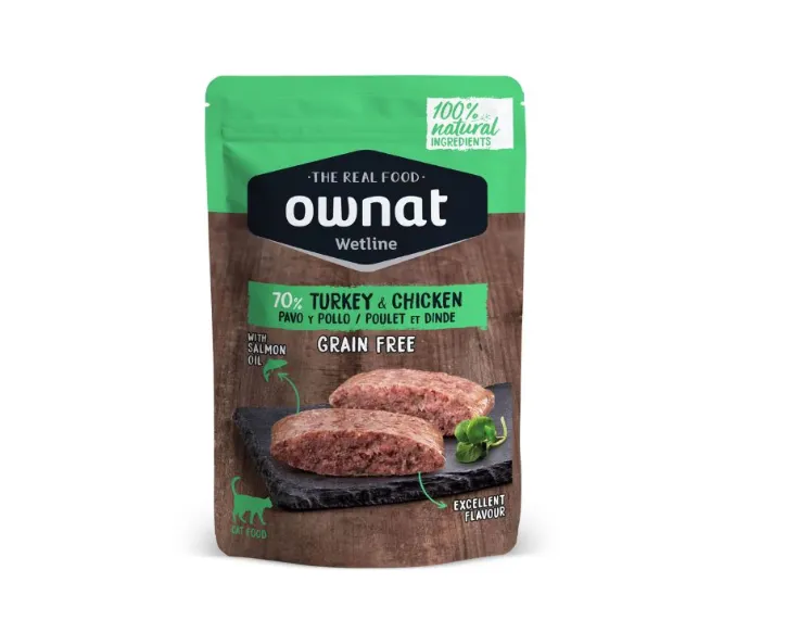Ownat Turkey & Chicken Cat Alimento Húmido para Gato 85 g