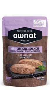 OWNAT STERILIZED CHICKEN & SALMON CAT 85GR