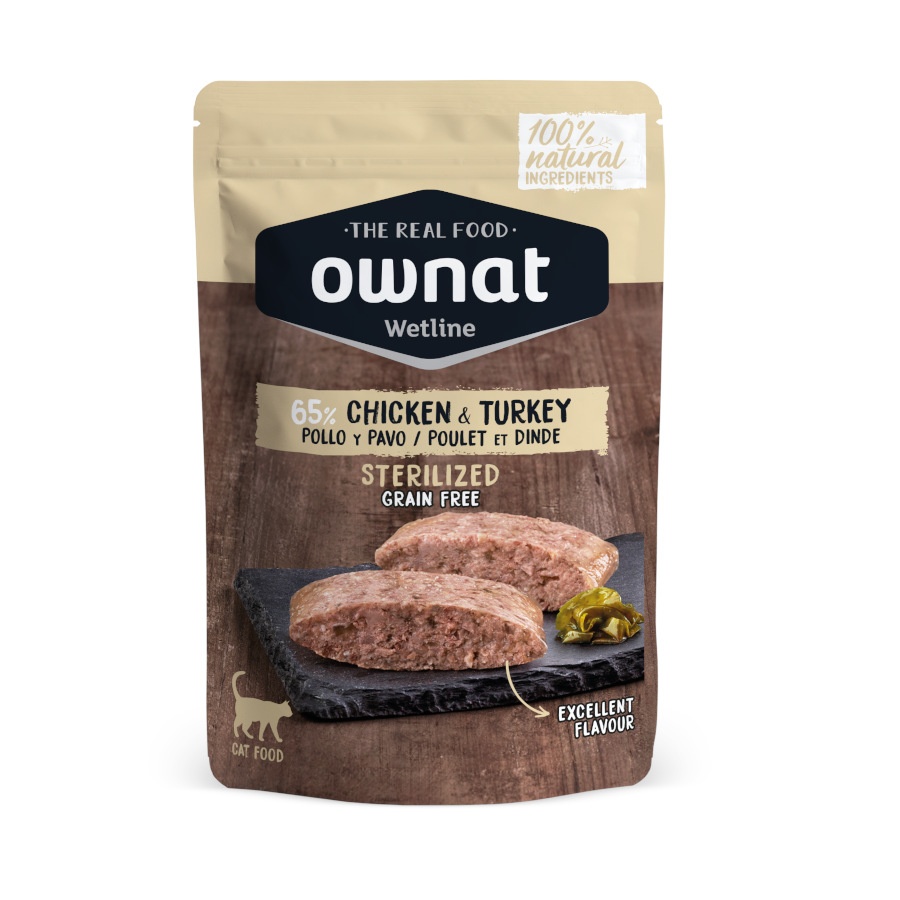 Ownat Sterilized Chicken & Turkey Cat Ração Seca para Gato 85 g