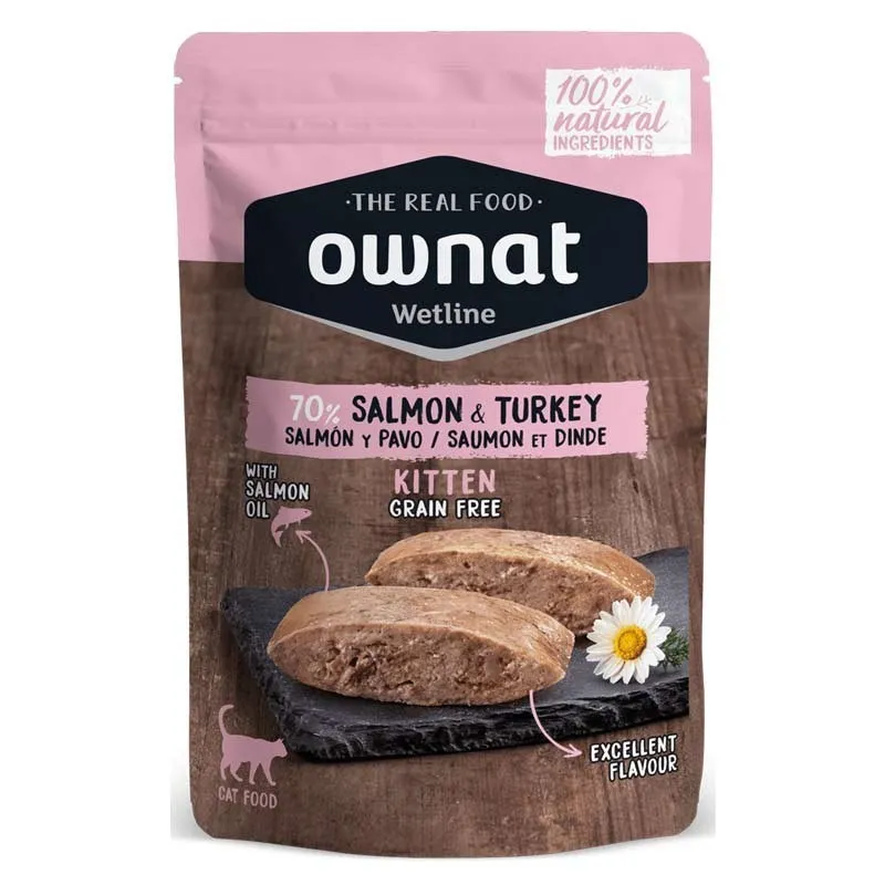Ownat Kitten Salmon & Turkey Cat Ração Seca para Gato 85 g