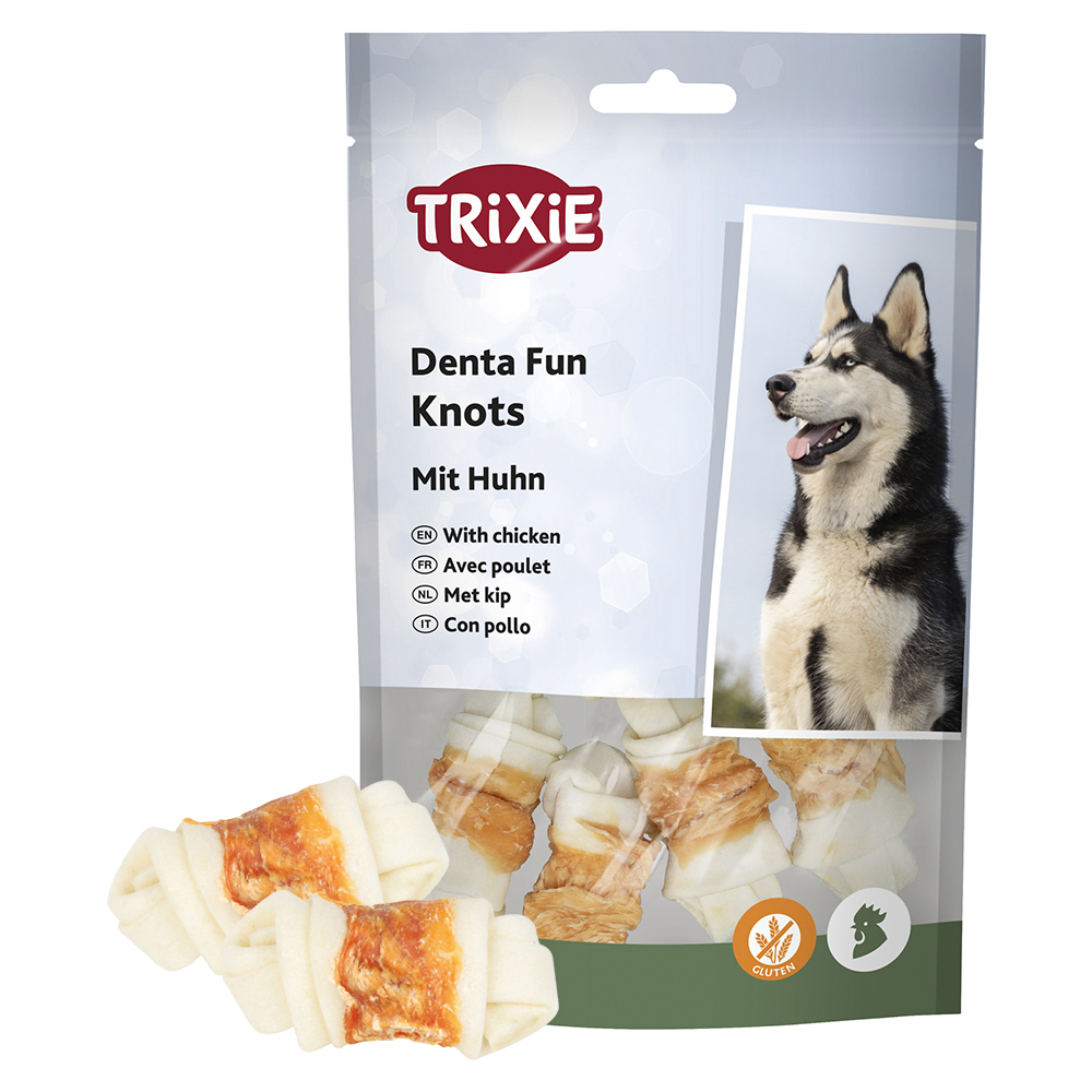 [TX31321] Trixie Denta Fun Nós de Pele com Frango 5 cm — 5 Unidades 70 g