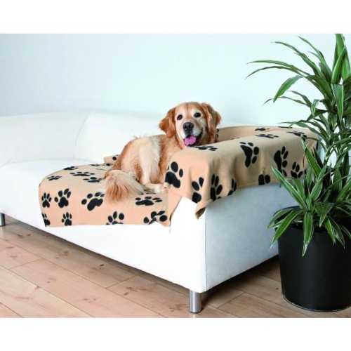 Manta (Cobertura Sofa) "Barney" (Bege com Patinhas) para Cão e Gato 150 × 100 cm