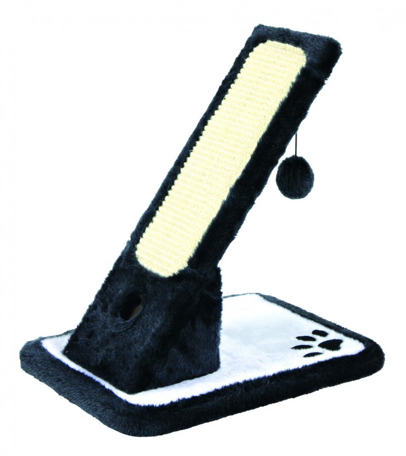 Arranhador em Pelucia/Sisal com 2 Brinquedos (Preto/Branco) para Gato