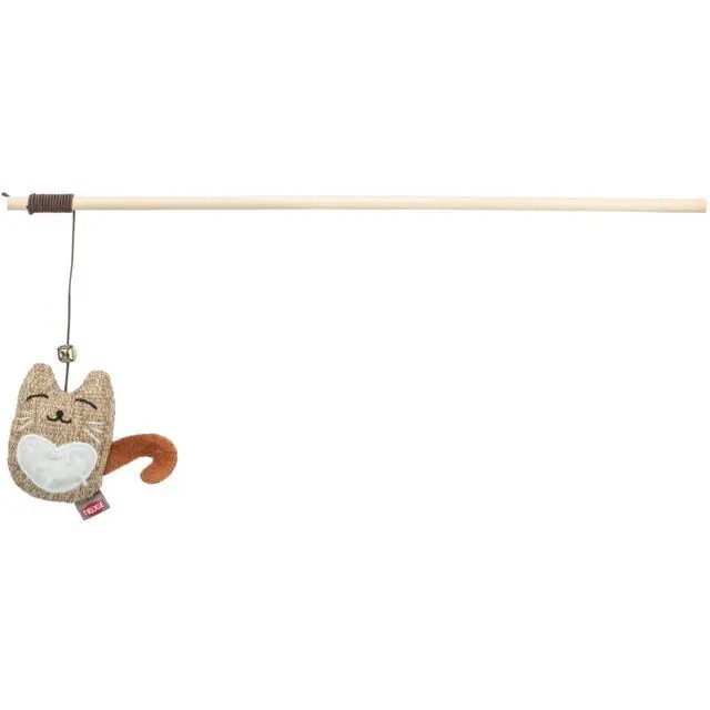 BASTAO EM MADEIRA C/ GATO EM PELUCIA E CATNIP - 38 CM