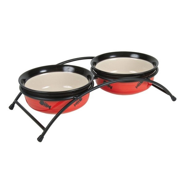 Comedouro Duplo Ceramico /ø para Cão e Gato 2 × 0,3 l 12 cm