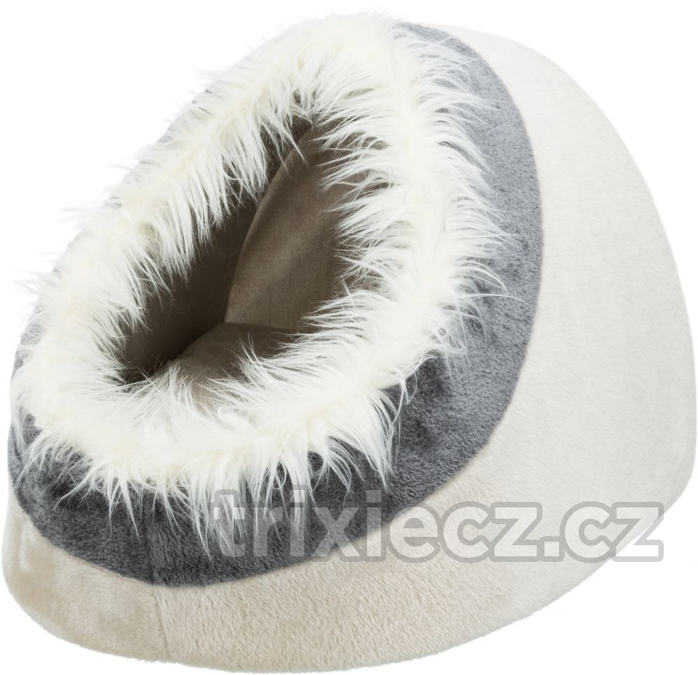 [TX36304] GRUTA "MINOU" EM PELUCIA 35x26x41 CM (CINZA ESC./CINZA CL.)