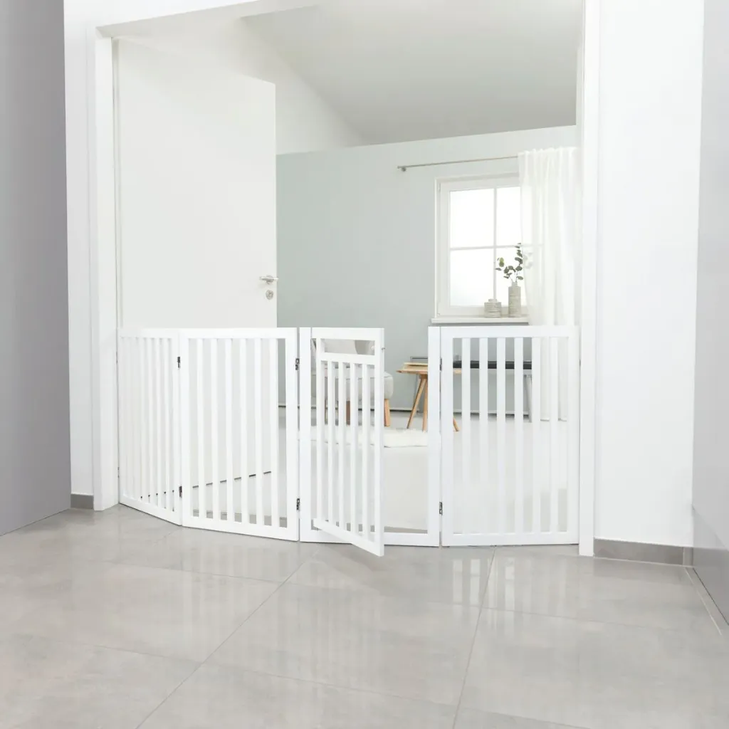 [TX39363] TRIXIE Barreira para Cães com Porta, MDF, Branca, 60–160 × 81 cm