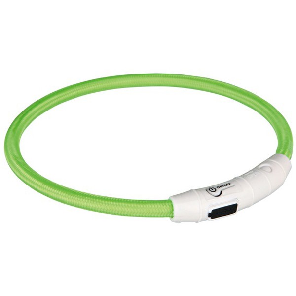 Colar Luminoso "Flash Light Usb" M–L (Verde) Acessório de Passeio para Cão 45 cm