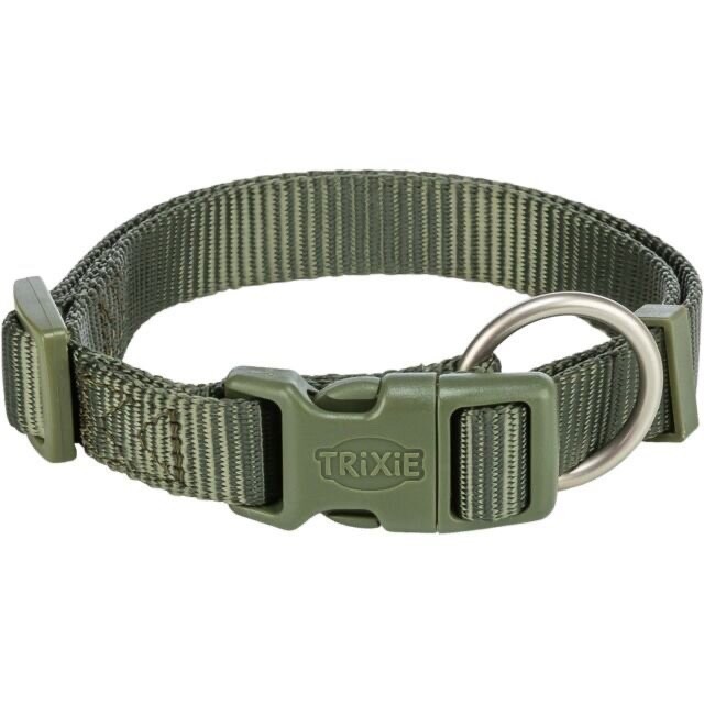 Coleira "Premium" (M–L) 35- / (Verde Azeitona) Acessório de Passeio para Cão 55 cm 20 mm