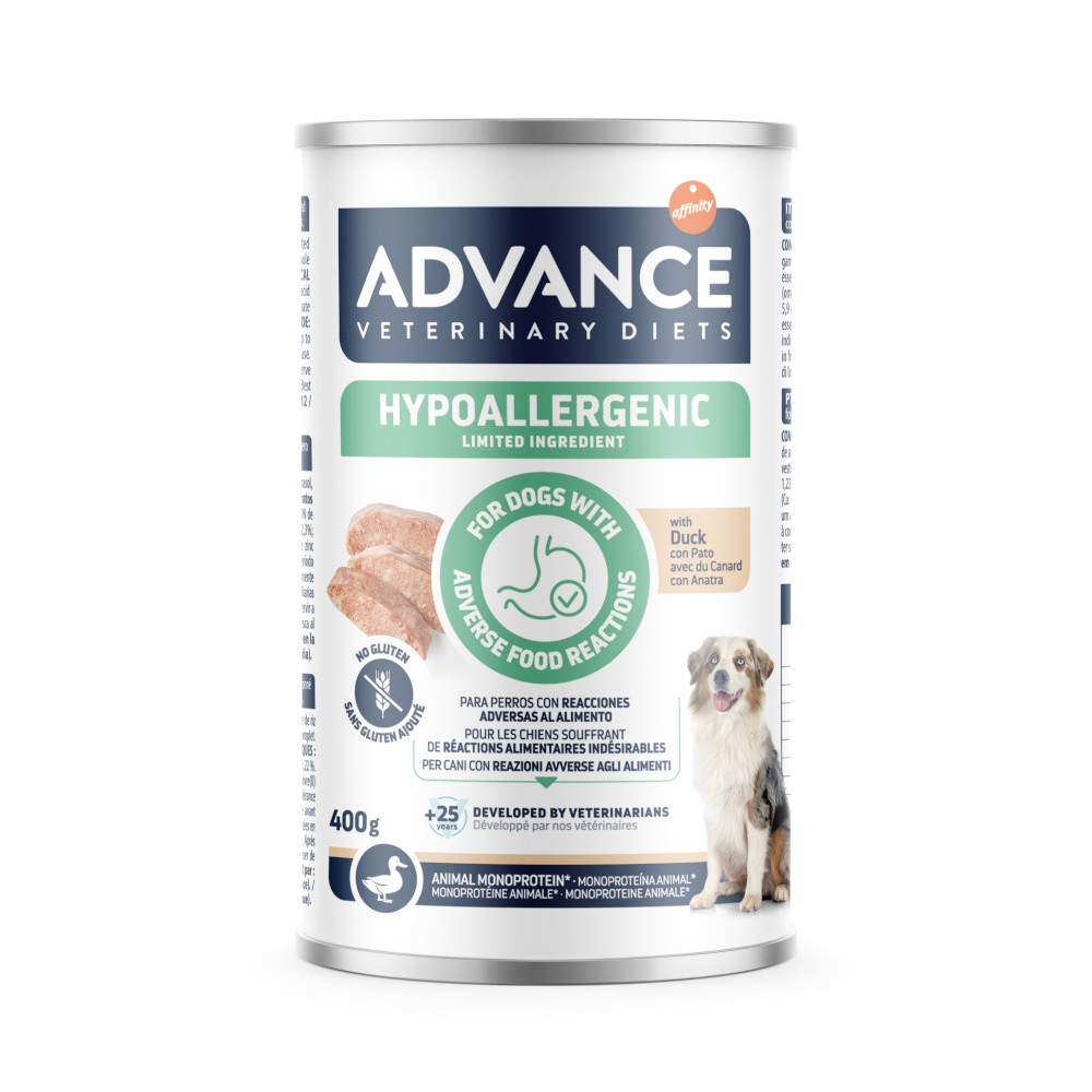 Advance Veterinary Diets Dog Wet Hypoallergenic Pato Alimento Dietético Húmido para Cão 400 g