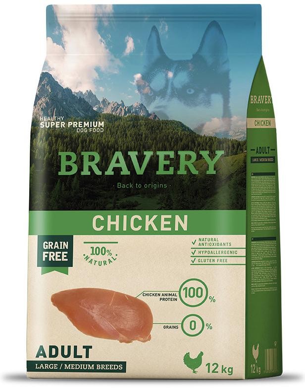 Bravery Chicken Adult Large/Medium Ração Seca para Cão 12 kg