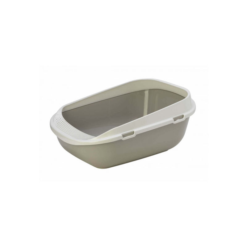 Wc Aberto com Rebordo "Mega Step" — Warm Grey Acessório Sanitário para Gato 65,6 × 48,2 × 28,5 cm