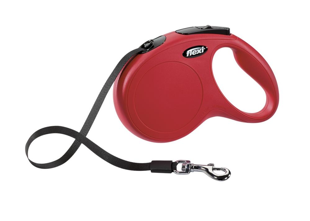 Flexi New Classic M Fita Vermelho Acessório de Passeio para Cão 5 m