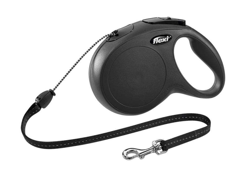 Flexi New Classic M Fita Preto Acessório de Passeio para Cão 5 m