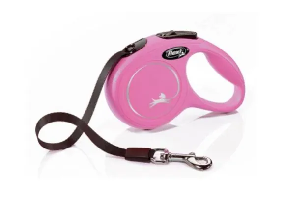 Flexi New Classic M Fita Rosa Acessório de Passeio para Cão 5 m