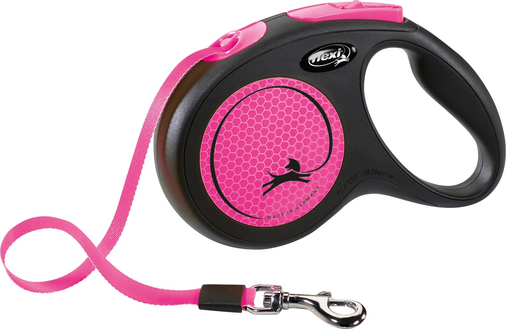Flexi New Neon M Fita Rosa Acessório de Passeio para Cão 5 m