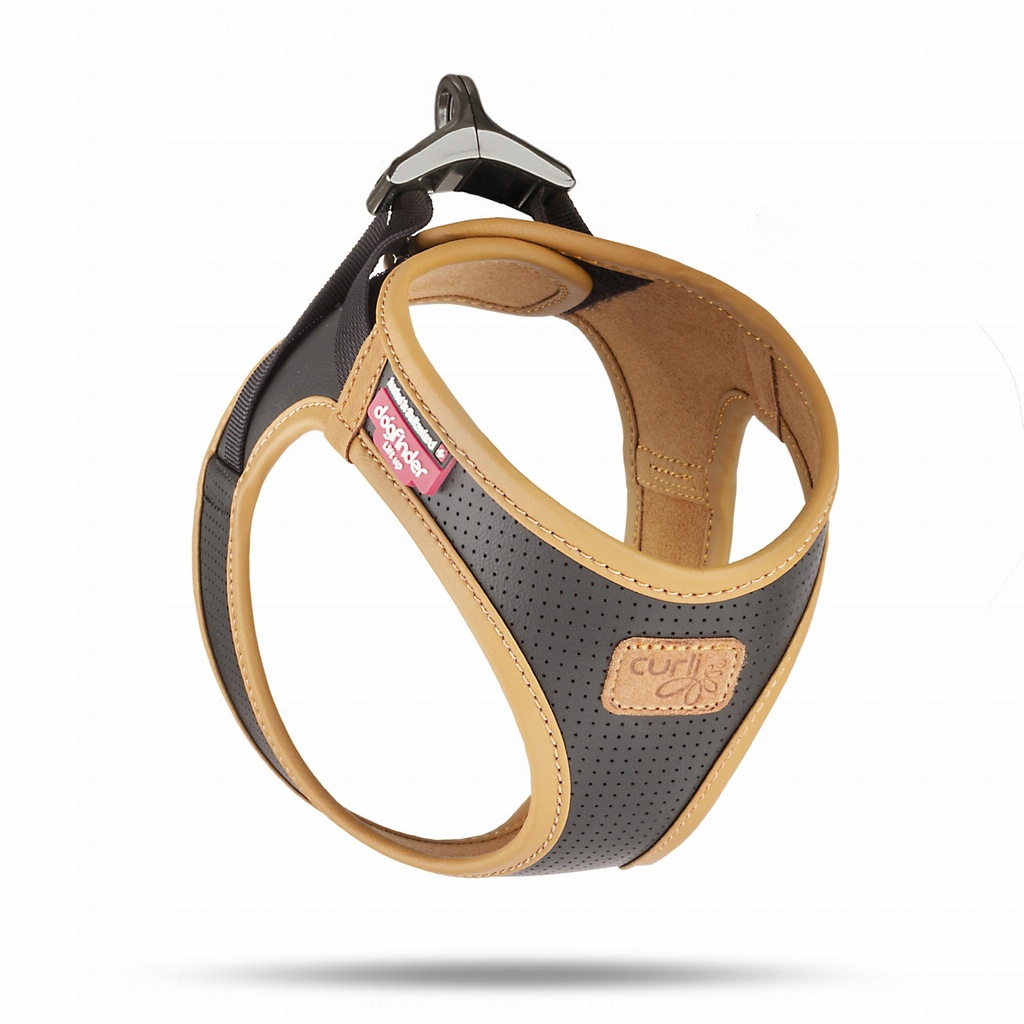 Curli Peitoral Curli Clasp Apple Leather Preto 2XS (Su3123) Acessório de Passeio para Cão