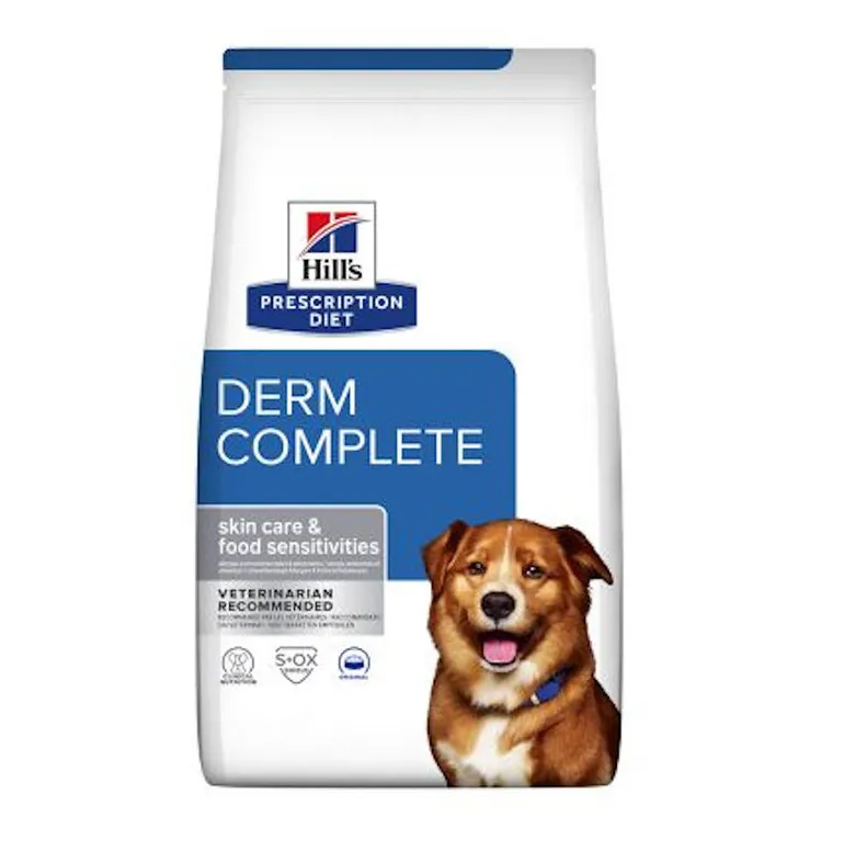 [605869] Hill's Prescription Diet Derm Complete Sensibilidades Alimentares/Ambientais alimento seco para cão fórmula original — Embalagem de 1,5 kg