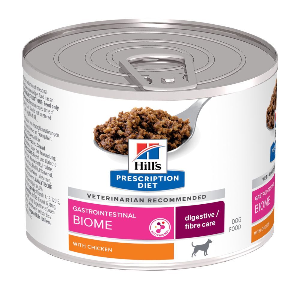 Hill's Prescription Diet Gastrointestinal Biome Cuidado Digestivo alimento em lata para cão com Frango — Lata de Alimento Dietético Húmido 200 g