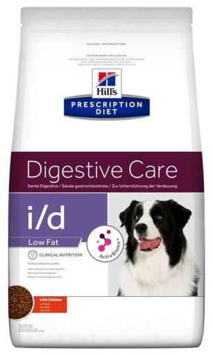 Hill's Prescription Diet i/d Low Fat Cuidado Digestivo Ração Seca para cão com Frango Alimento Dietético Seco 1,5 kg
