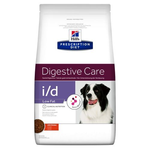 Hill's Prescription Diet i/d Low Fat Cuidado Digestivo Ração Seca para cão com Frango Alimento Dietético Seco 12 kg