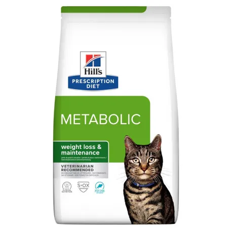 Hill's Prescription Diet Metabolic Controlo de Peso alimento seco para gato com salmão Embalagem 1,5 kg