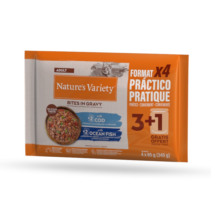 Nature's Variety Cat Wet Original Ped em Molho Kitten COD&OC Fish Flpack Alimento Húmido para Gato 70 g