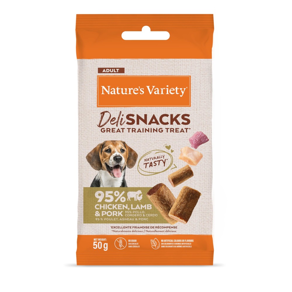 Nature's Variety Deli Snacks Snack para Cão Adulto com Frango e Porco 50 g