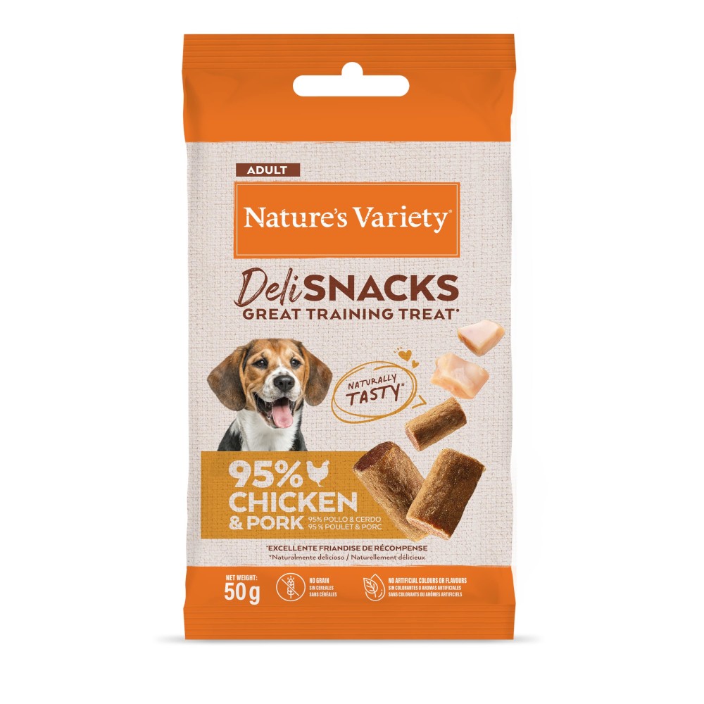 Nature's Variety Deli Snacks Snack para Cão Adulto com Frango, Borrego e Porco 50 g