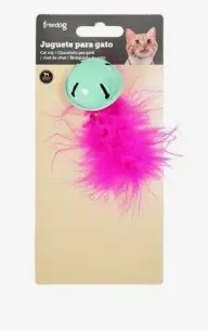Brinquedo Gato Bola Guizo C Plumas 10 × 3 8 cm