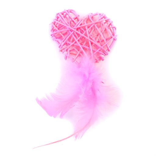Brinquedo Gato Corasao Rosa C Plumas 13 × 6 cm