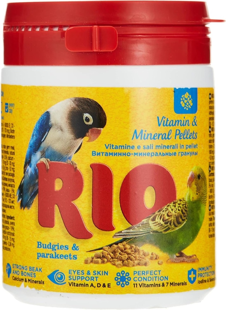 Rio — Vitaminas e minerais em pellets para periquitos Alimento para Aves 120 g