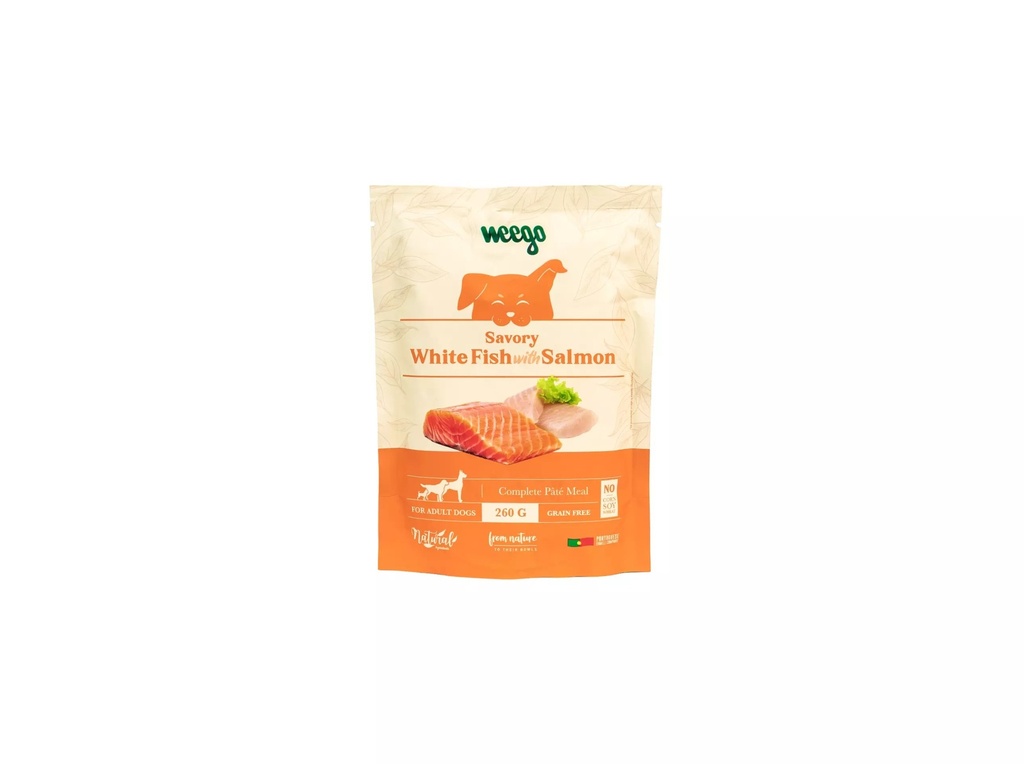 Weego Alimento Húmido para Cão Saboroso Peixe Branco com Salmão 260 g