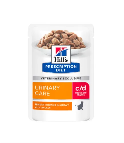 Hill's Prescription Diet com d Multicare Stress Cuidado Urinário alimento húmido para gato com Frango — Saqueta de 85 g